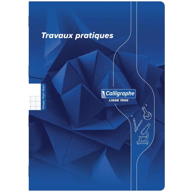 Cahier Travaux Pratiques piqué 7000 A4 144 pages grands carreaux 70 g + uni 90 g - Assortis