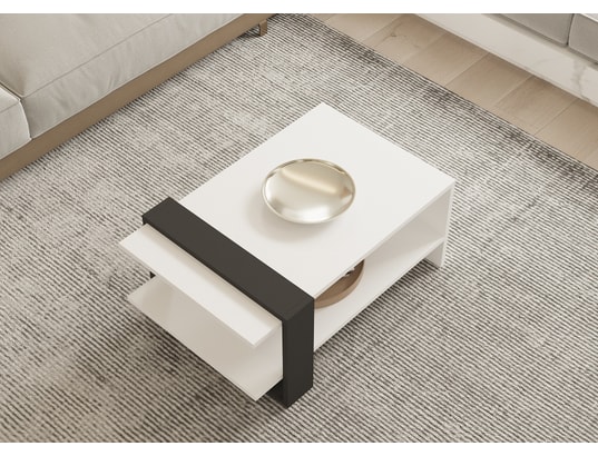 CONCEPT1 - Table basse Fonda blanc anthracite 80 x 55 x h35cm