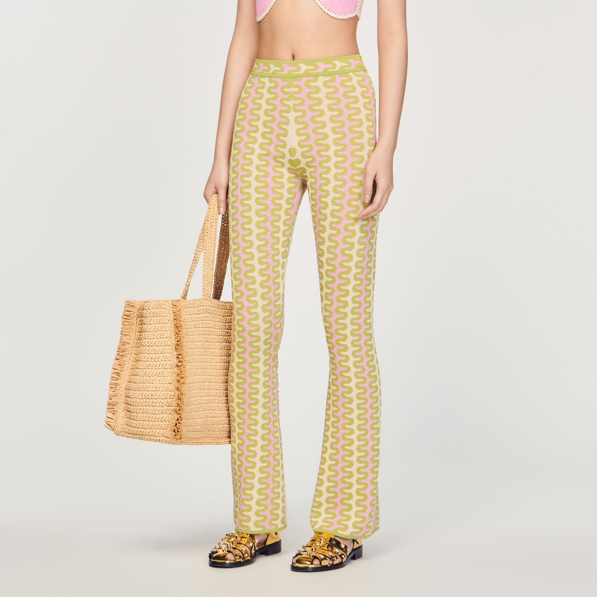 Pantalon en maille á motifs