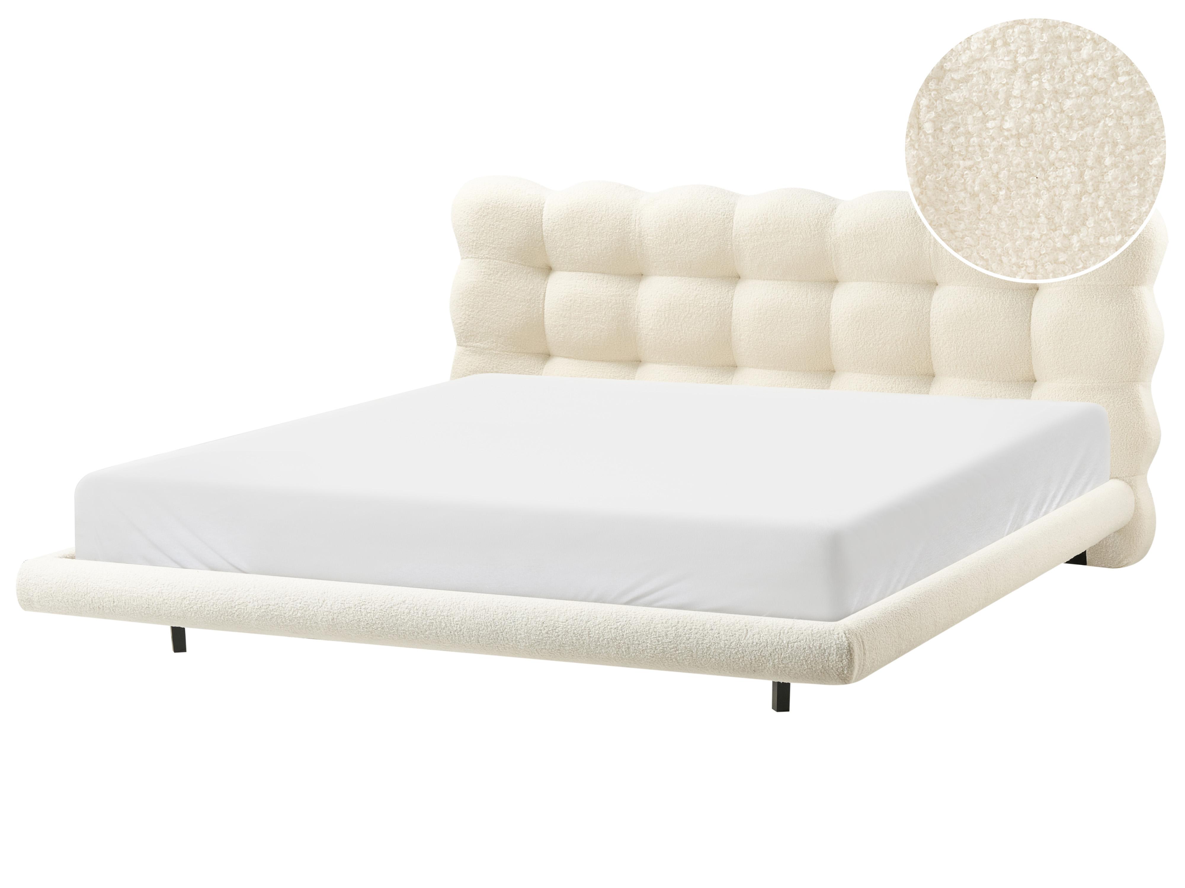 Bed Bouclé SOULISSE 180 x 200 cm Gebroken wit
