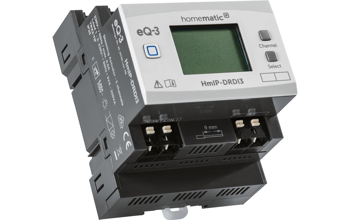Smart Home Dimmaktor für Hutschienenmontage 3-fach<br>Smart ausbauen, komfortabel Dimmen – HmIP-DRDI3
