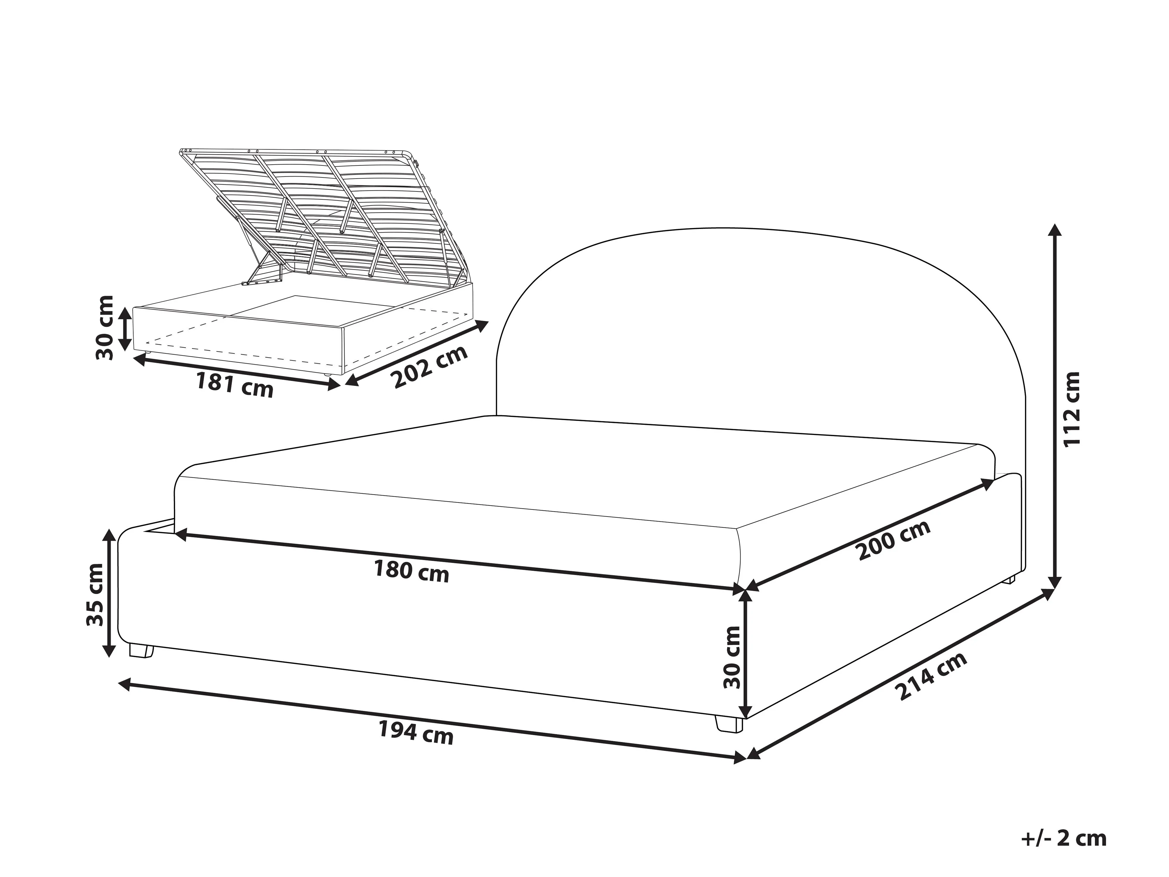 Bed met opbergruimte Chenille VAUCLUSE 180 x 200 cm Lichtblauw