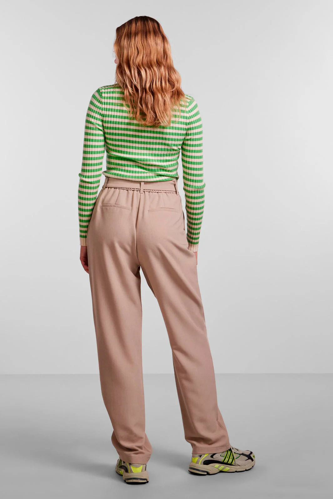 Pieces PcBoss Hw Paperbag Straight Pants Noos white pepper