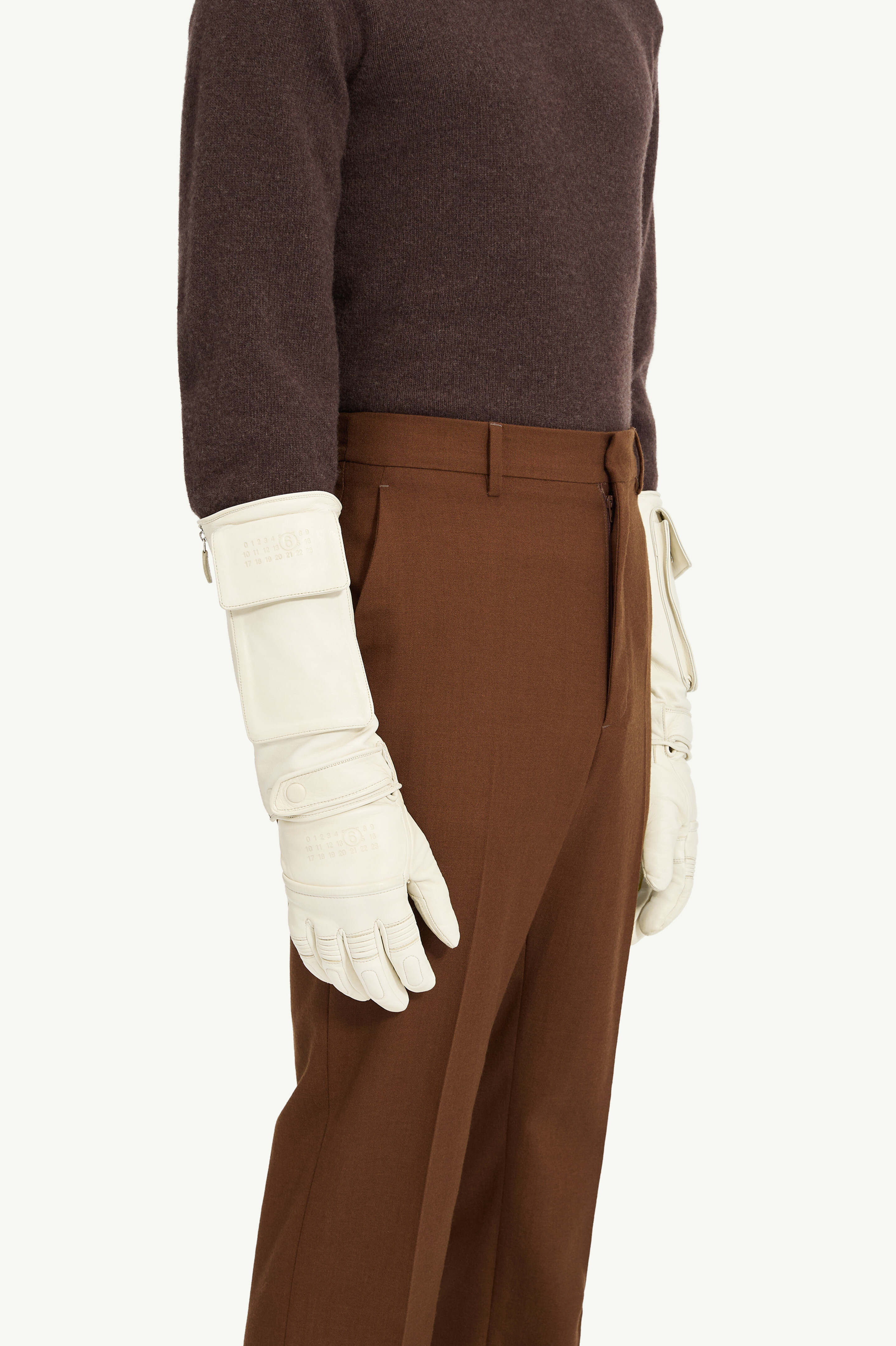 Gants en peau d'agneau MM6 x Agnelle pour homme | MM6 Blanc