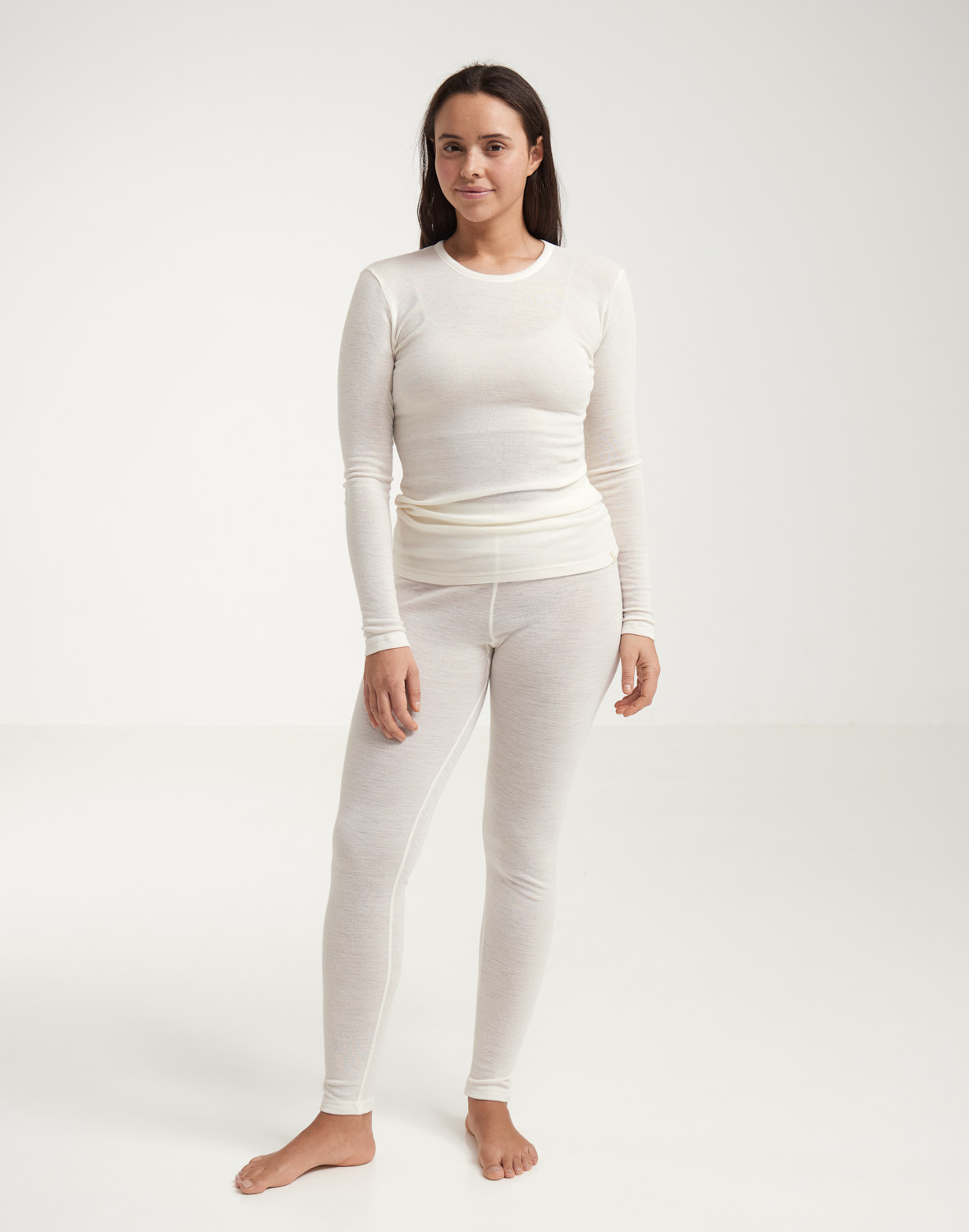 Legging met brede elastische band van merinowol voor dames