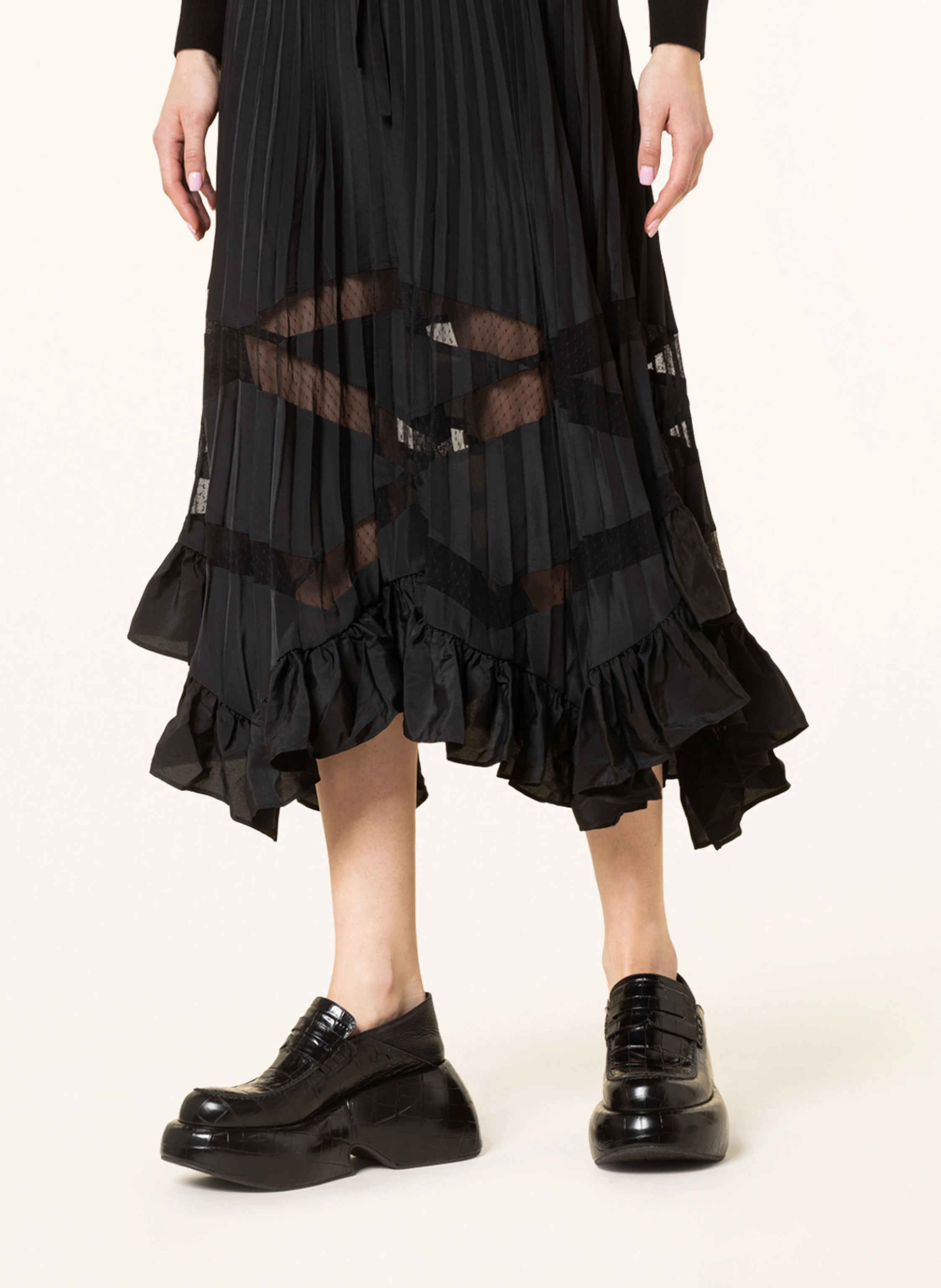 CLAUDIE PIERLOT Plisseerock mit Mesh