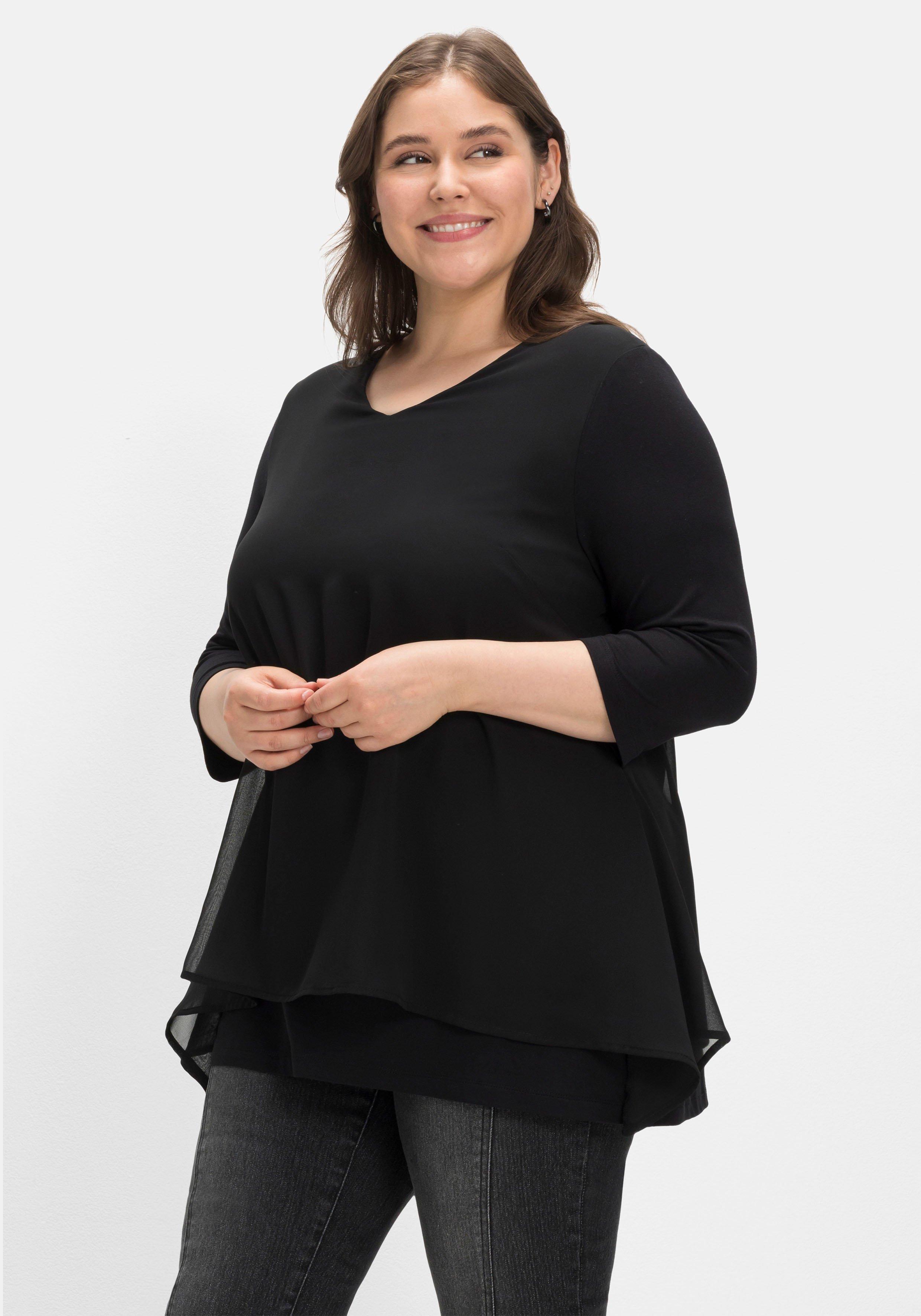 Blusenshirt mit Chiffon, doppellagig