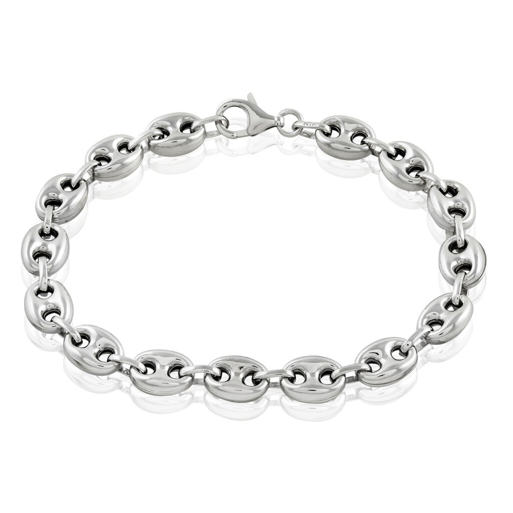 Bracelet Carrus Maille Grain De Cafe Argent Blanc