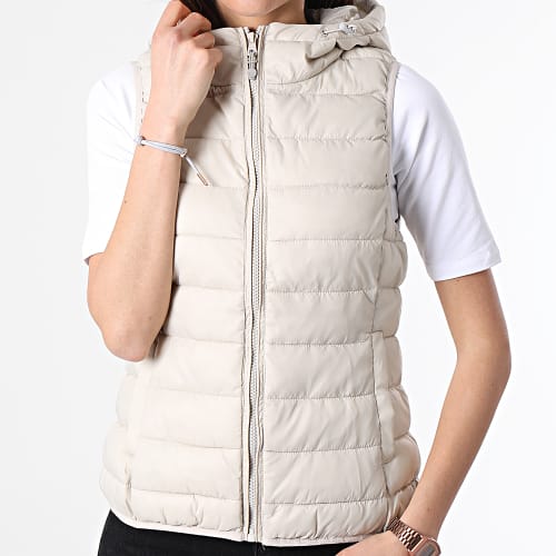 Doudoune Capuche Sans Manches Femme New Tahoe Beige