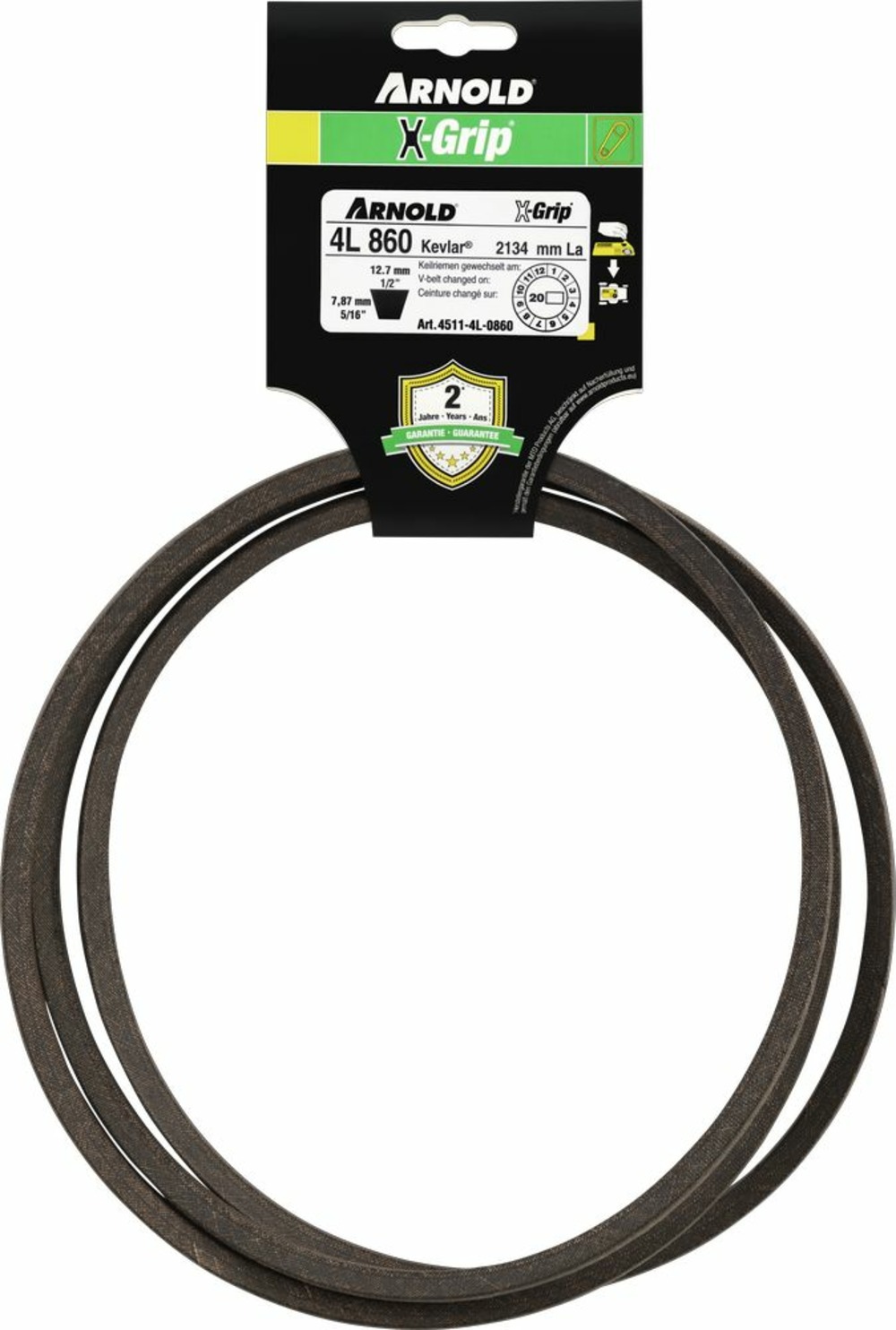 Courroie trapézoïdale x-grip v de type 4l860
