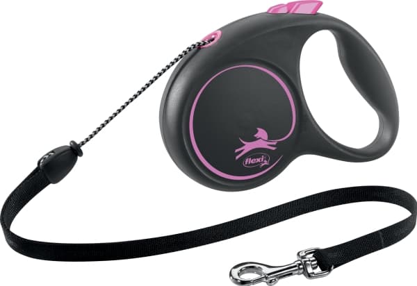 Flexi FLEXI Uttrekkbart bånd Sort Design M, 5 m tau, rosa farge