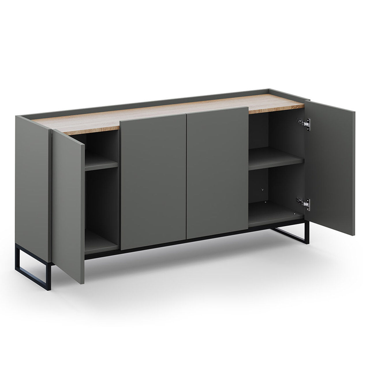 Windsor & Co Buffet Helene gris/chêne naturel - 160x40x80 cm
