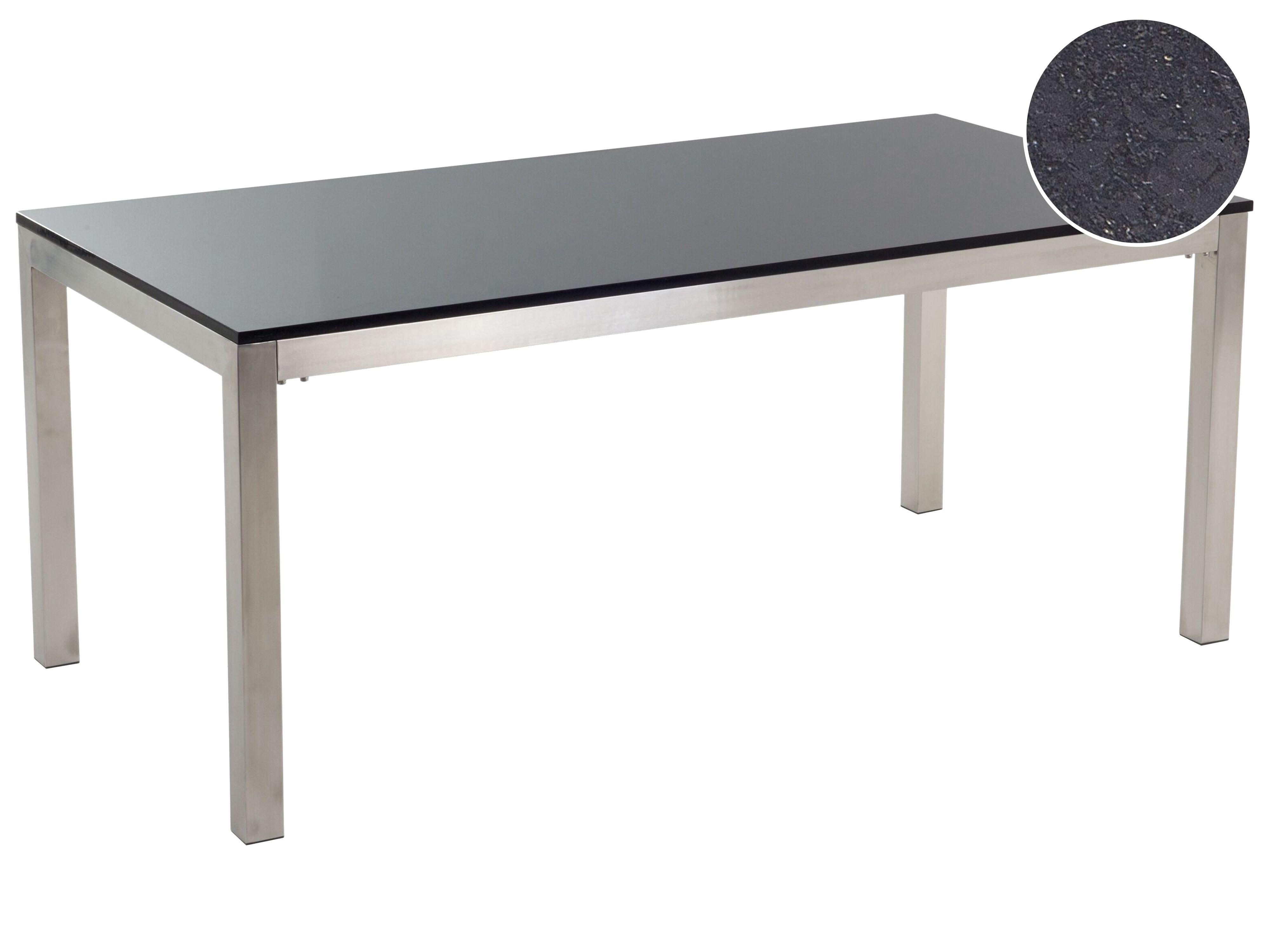 Tuin eettafel GROSSETO 180 cm 90 cm Gepolijst Graniet Zwart