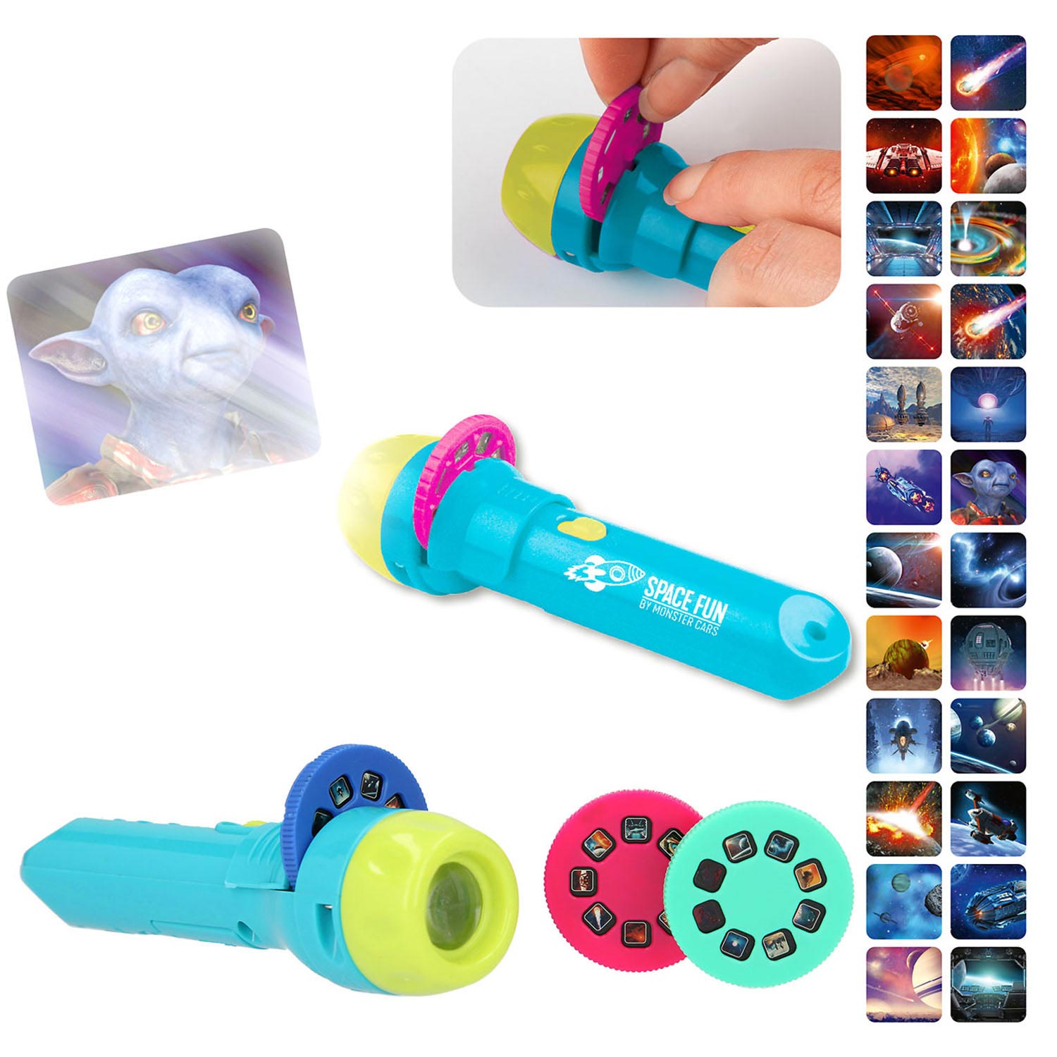 Monster Cars Zaklamp met Plaatjes