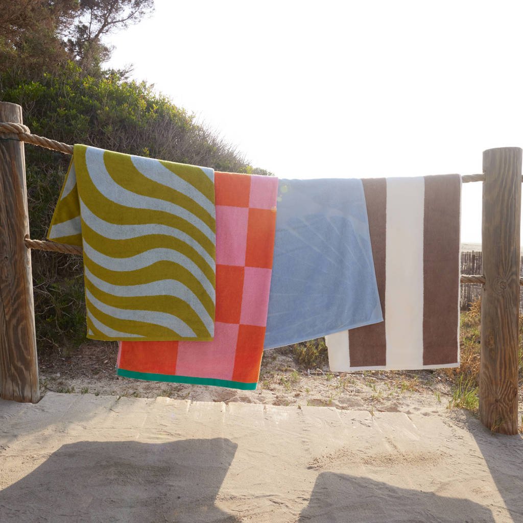 strandlaken Bold Stripe (taupe) (180x100 cm)