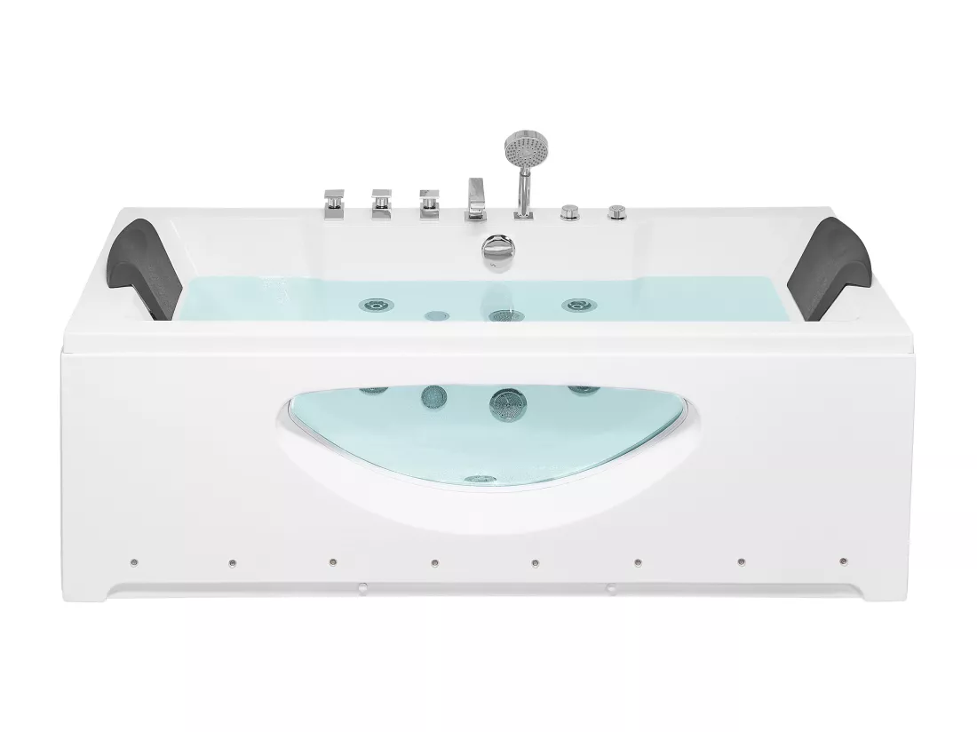 Baignoire balnéo blanche 180 x 80 cm avec LED HAWES