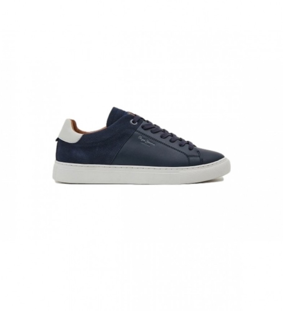 Tênis Pepe Jeans Joe Cup Split em couro azul marinho