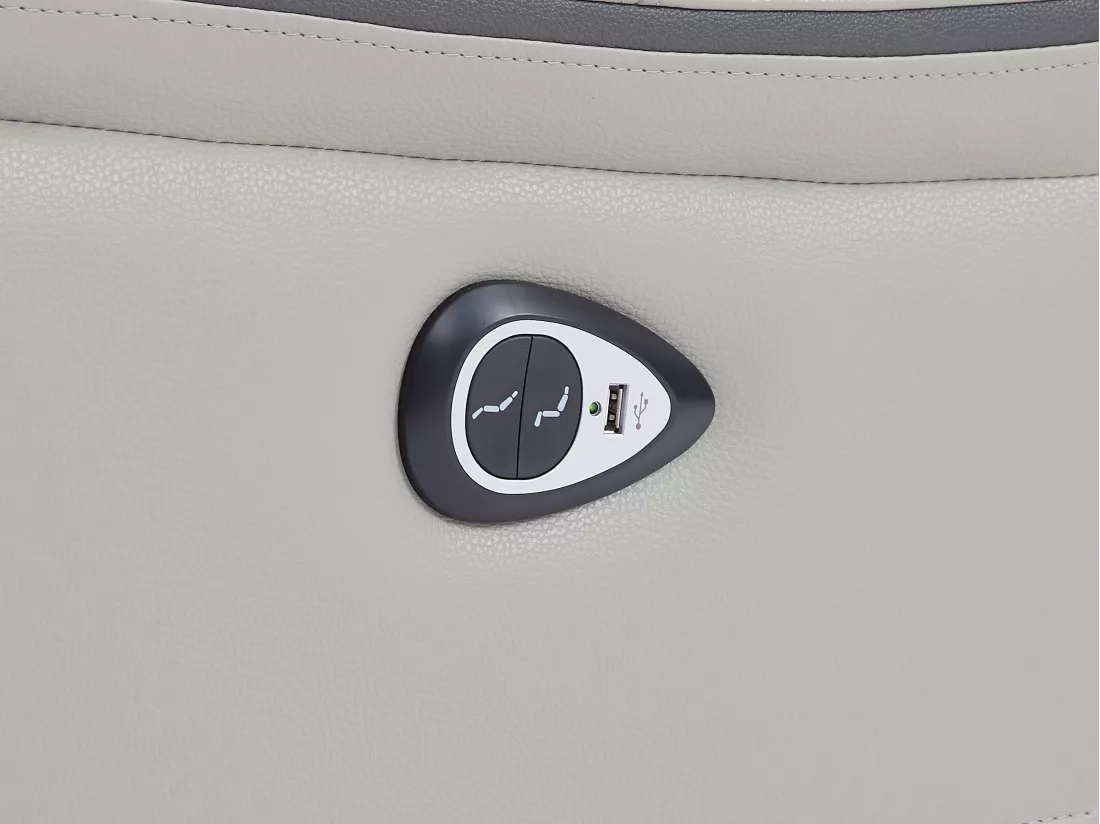 Fauteuil relax électrique en cuir gris clair ADELIO