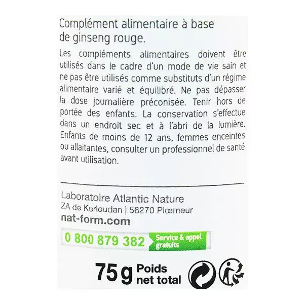 Nat & Form Original Ginseng Rouge 200 gélules
