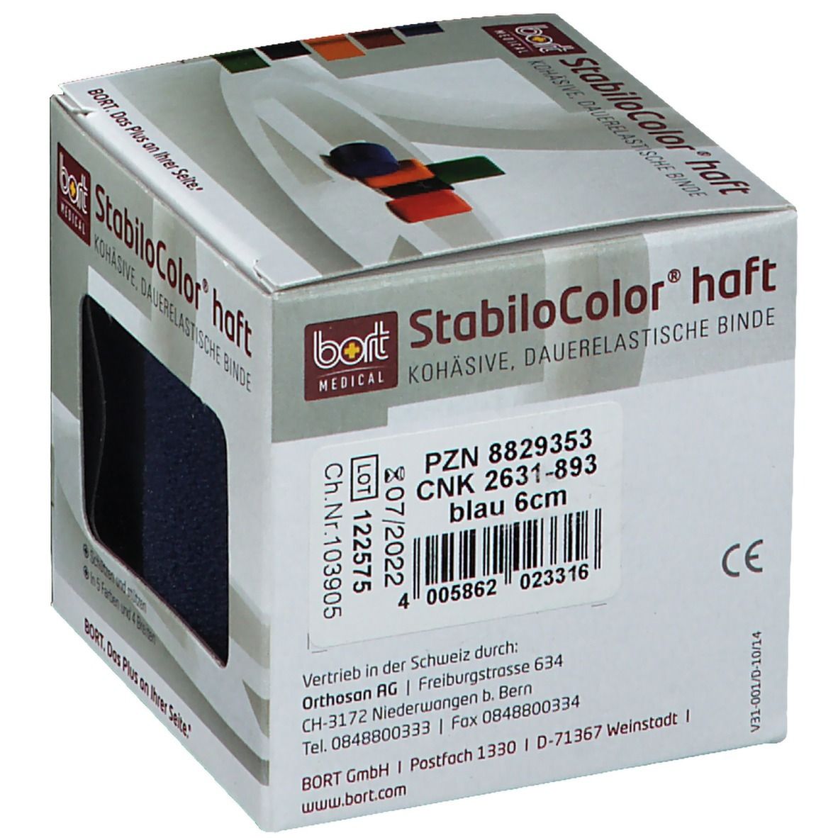 BORT StabiloColor® haft Binde 6 cm blau