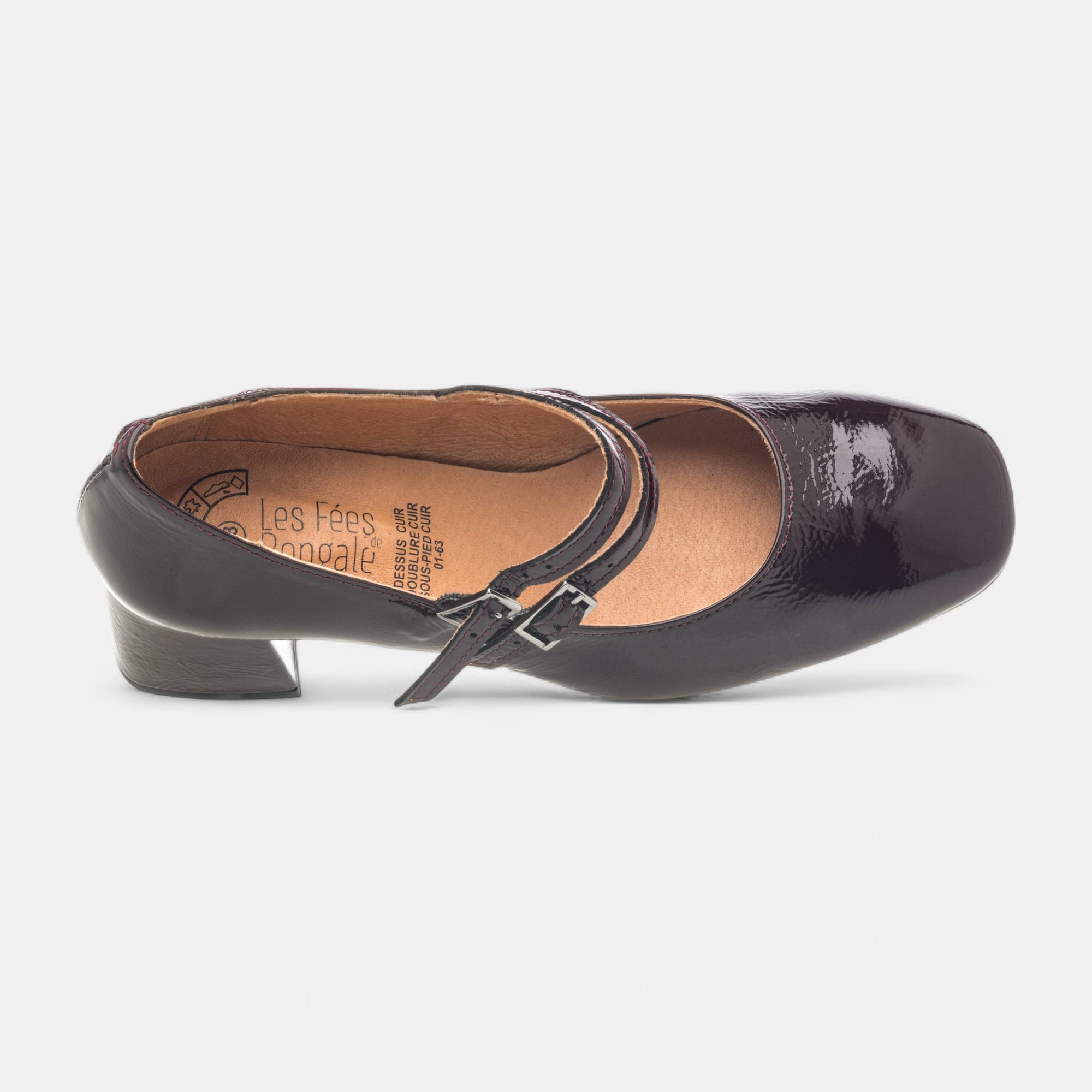 Babies à talon Femme en cuir bordeaux