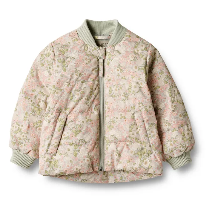 Wheat Veste Matelassée Malo Fleur Fibres Recyclées Bébé | Vert amande