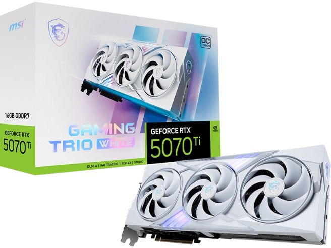 MSI Grafikkarte GPU NV 5070Ti GAMING TRIO OC 16 GB WHITE MSI GPU NV 5070Ti GAMING TRIO OC 16 GB WHITE NVIDIA GeForce RTX 5070 Ti GDDR7