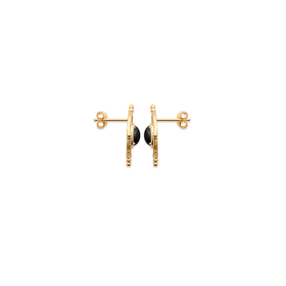 Boucles d'oreilles puces agate noire plaqué or LILA - Bijoux Privés Discovery