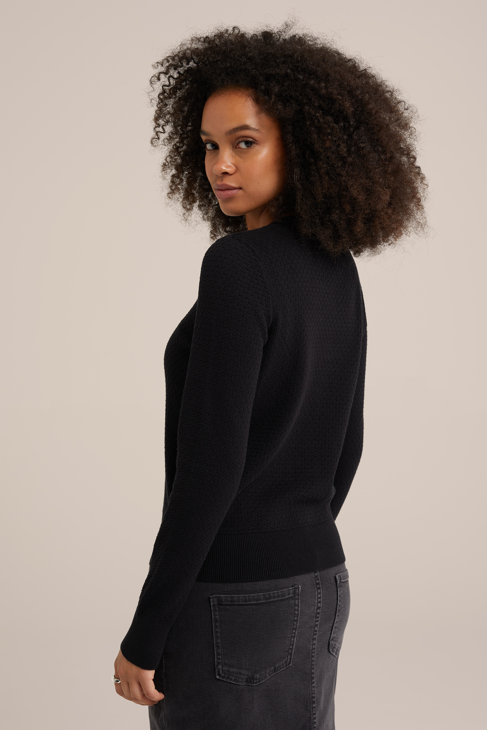 vest met structuur WE Fashion Zwart