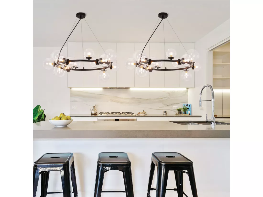 NETTLIFE Suspension table à manger lampe suspendue salon - G9 14 flammes escalier transparent moderne