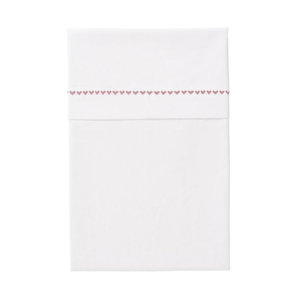 Cottonbaby Ledikantlaken - Hartjesrand Oudroze - 120x150 cm