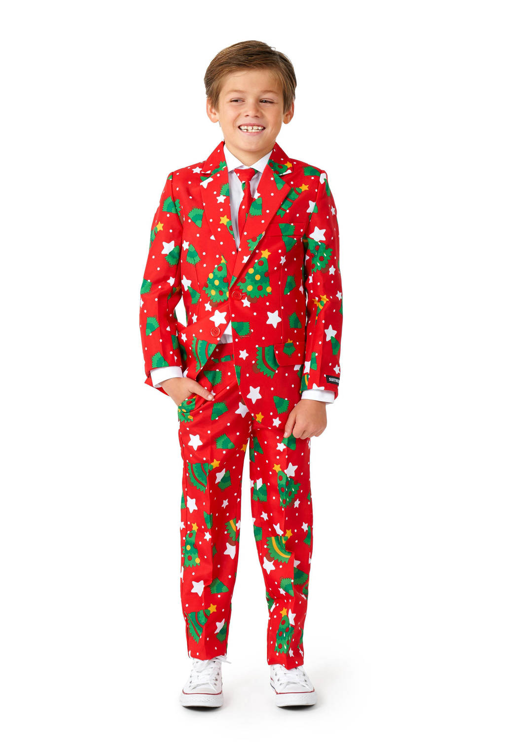 Suitmeister kostuum Christmas Trees Stars felrood