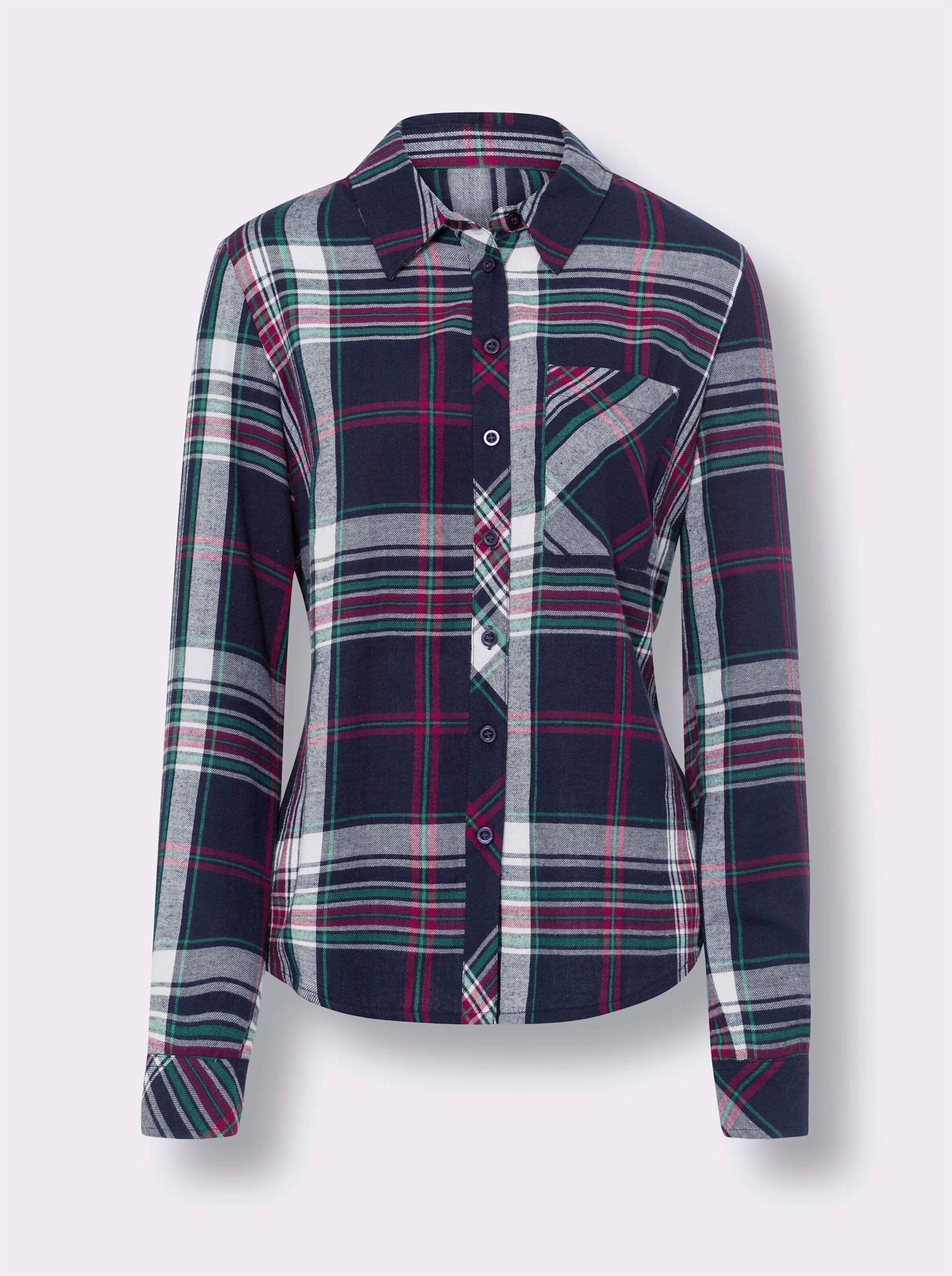 Flanellbluse mit krempelbaren Ärmeln