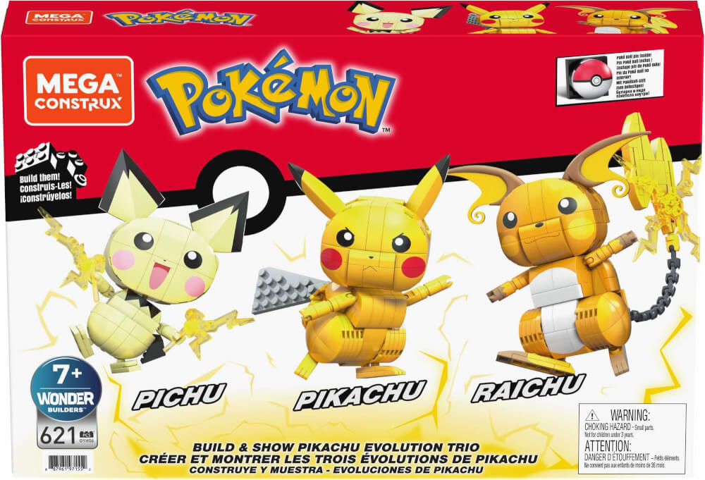 Mattel GYH06 Mega Construx Pokémon Trio (Pichu, Pikachu, Raichu)