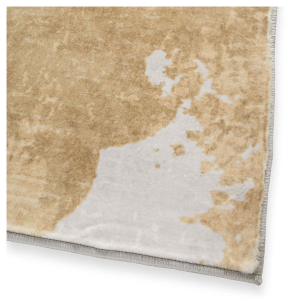 Tapis doux en fausse fourrure - paoli - gris et ocre - 120 x 170 cm