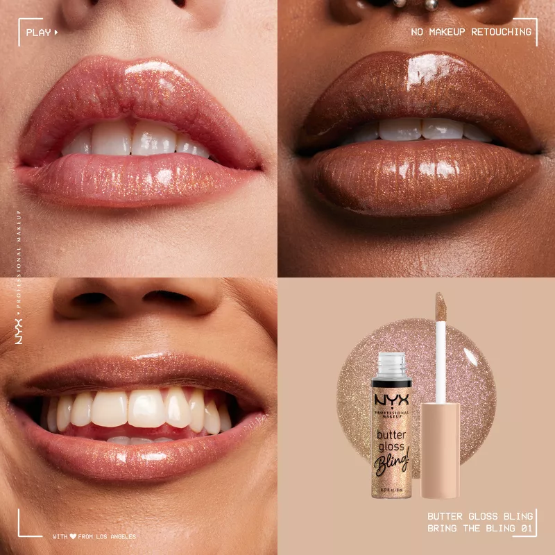 NYX Prof. Makeup Butter Gloss Bling 8 ml - 01 Bring The Bling