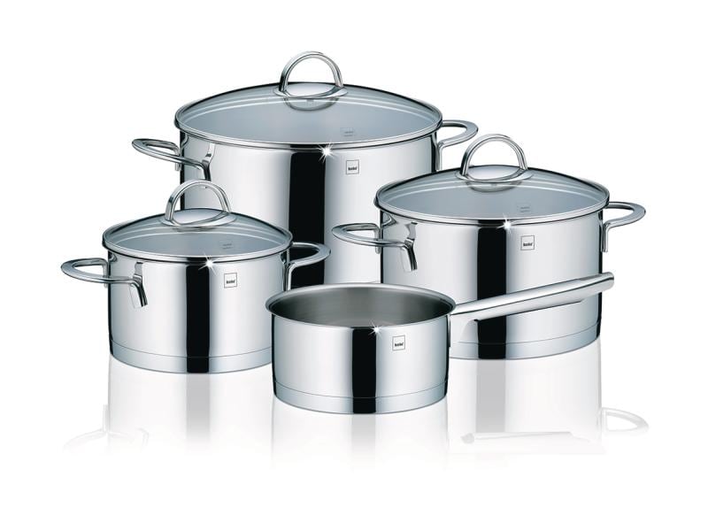Kela Kochtopf-Set Cailin 4-teilig Topfset mit vier Pfannen und drei Glasdeckeln
