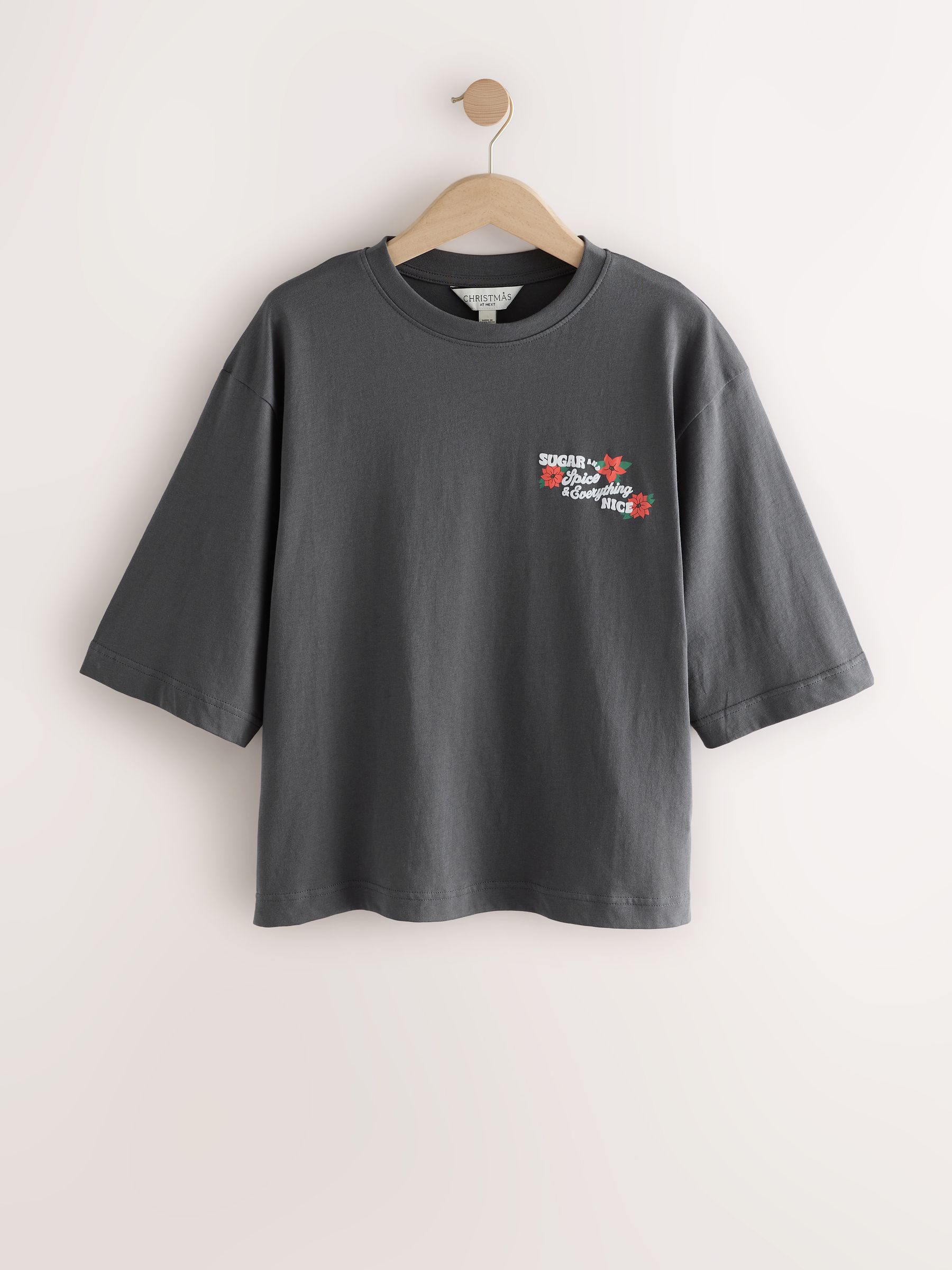 Grijs - Kerstmis Suiker en Kruiden Grafisch Korte Mouw T-shirt