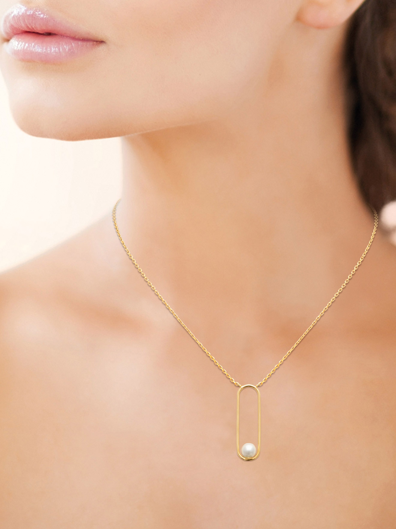 Collier plaqué or avec imitation perle