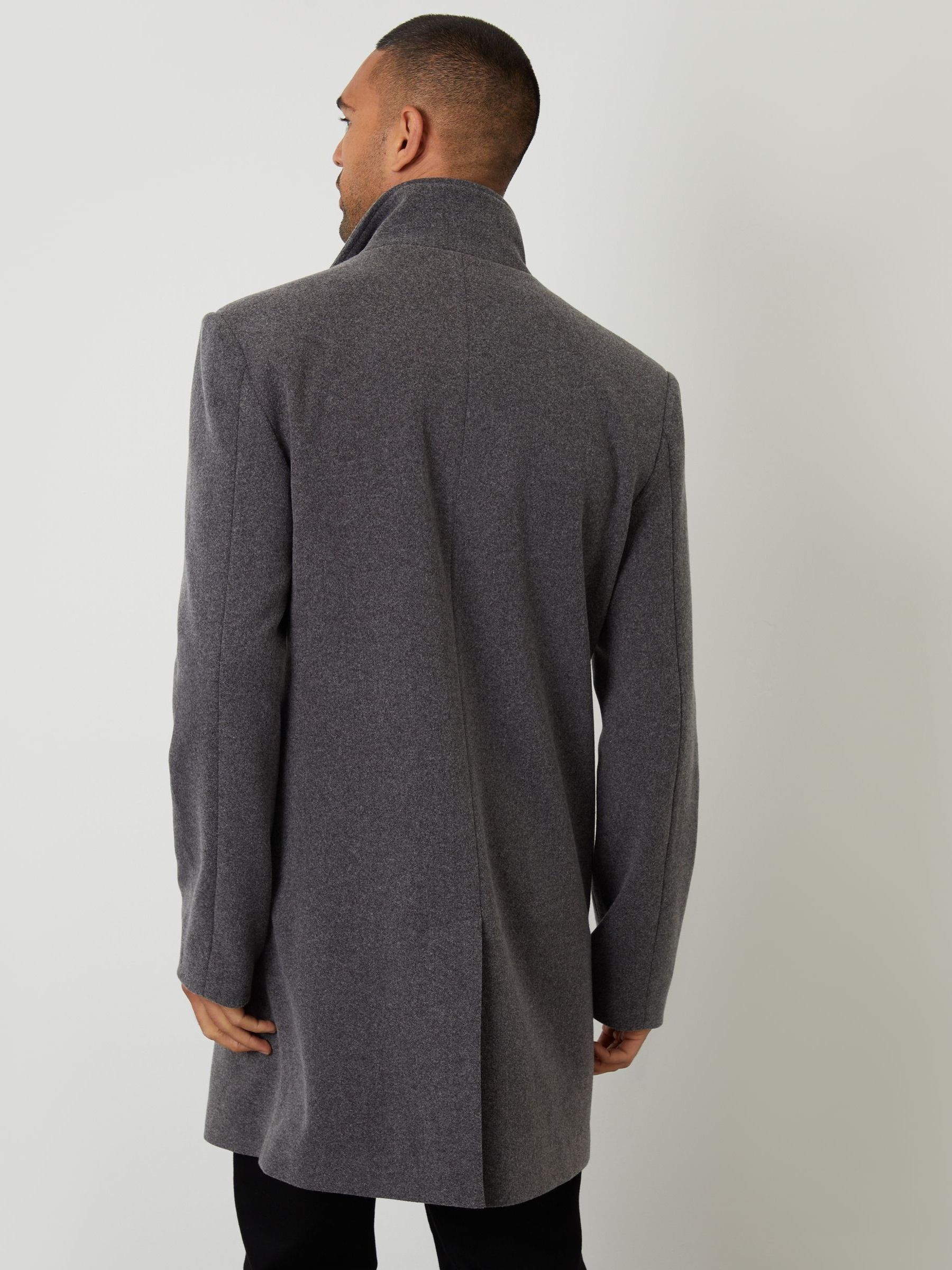 Grijs - Threadbare Lange utility-jas van imitatie-wol met laagjeslook