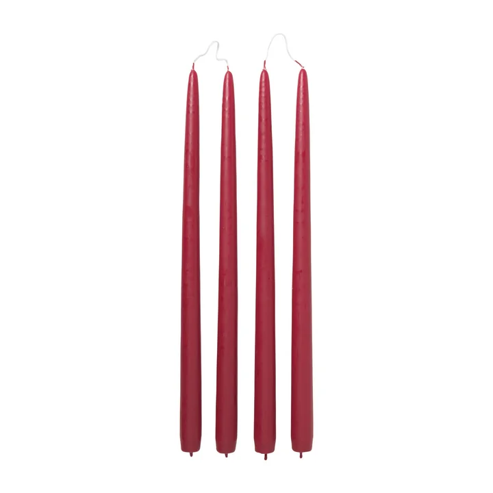 Broste Copenhagen - Getauchte Stabkerze, Ø 2,2 cm, truly red (4er-Set)