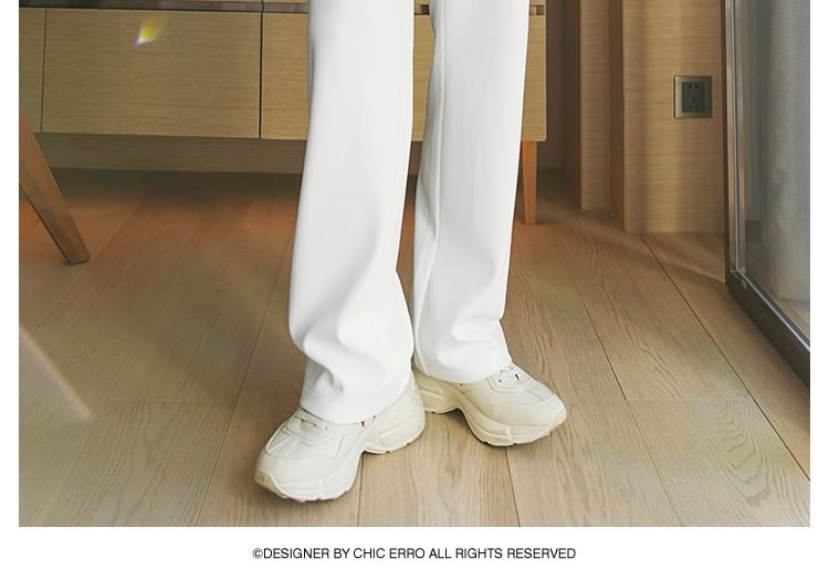 CHIC ERRO - Middelhoge effen rechte broek