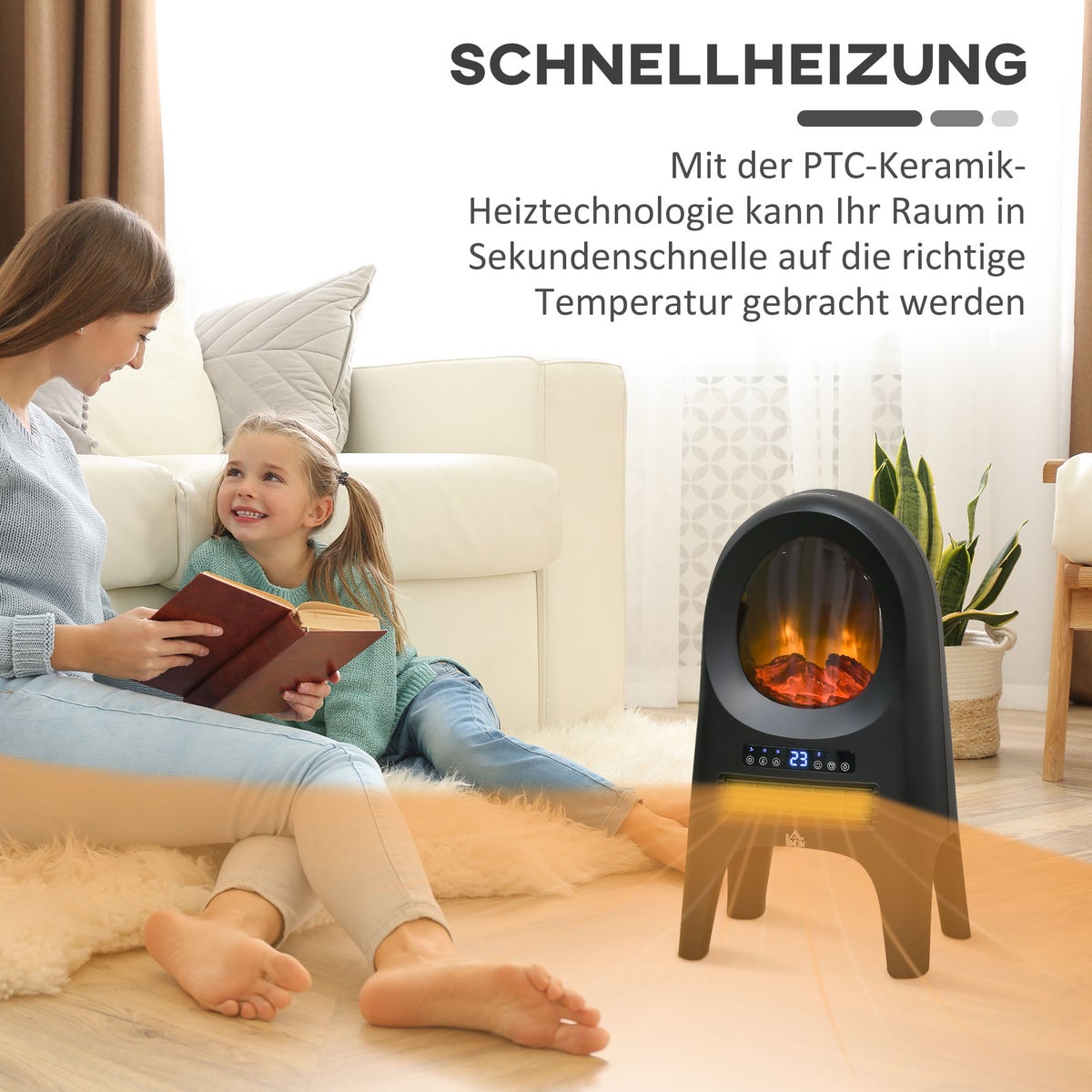 HOMCOM ventilatorkachel, 33,7 x 25,5 x 60,4 cm, ABS, zwart