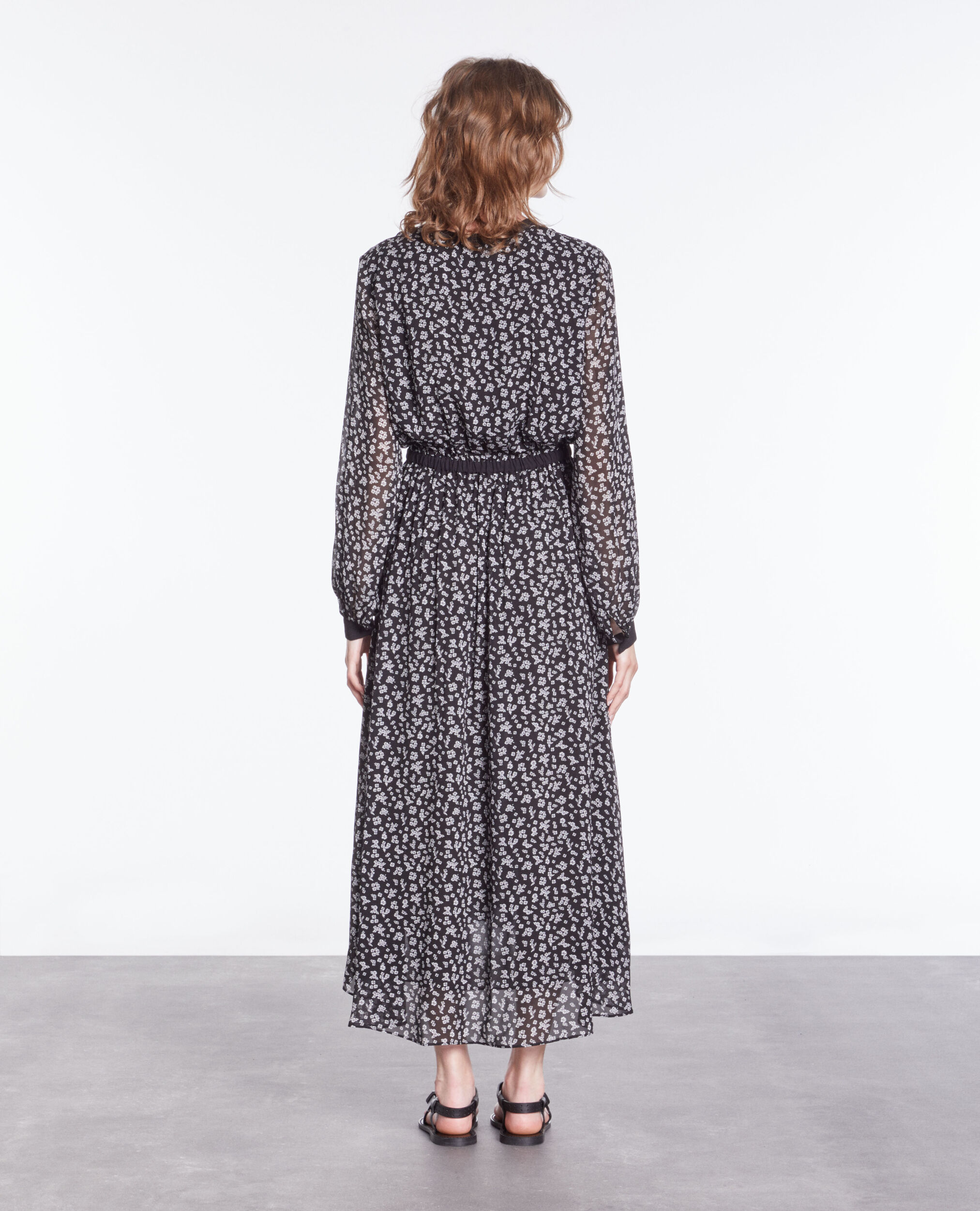 Robe longue imprimée avec boutonnage