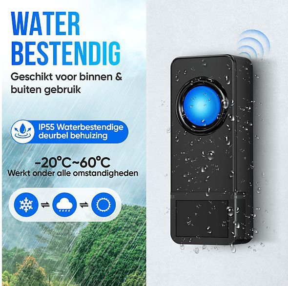 Strex Draadloze Deurbel met 2 Ontvangers Op Batterij - Plug & Play - 300 Meter - 4 Volume / 58 Melodieën - IP55 Waterdicht