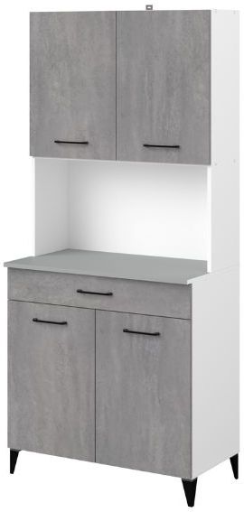 Buffetkast - Maleficent - 80x44x181cm - Spaanplaat - Betonlook - 4 Deuren - 1 Lade