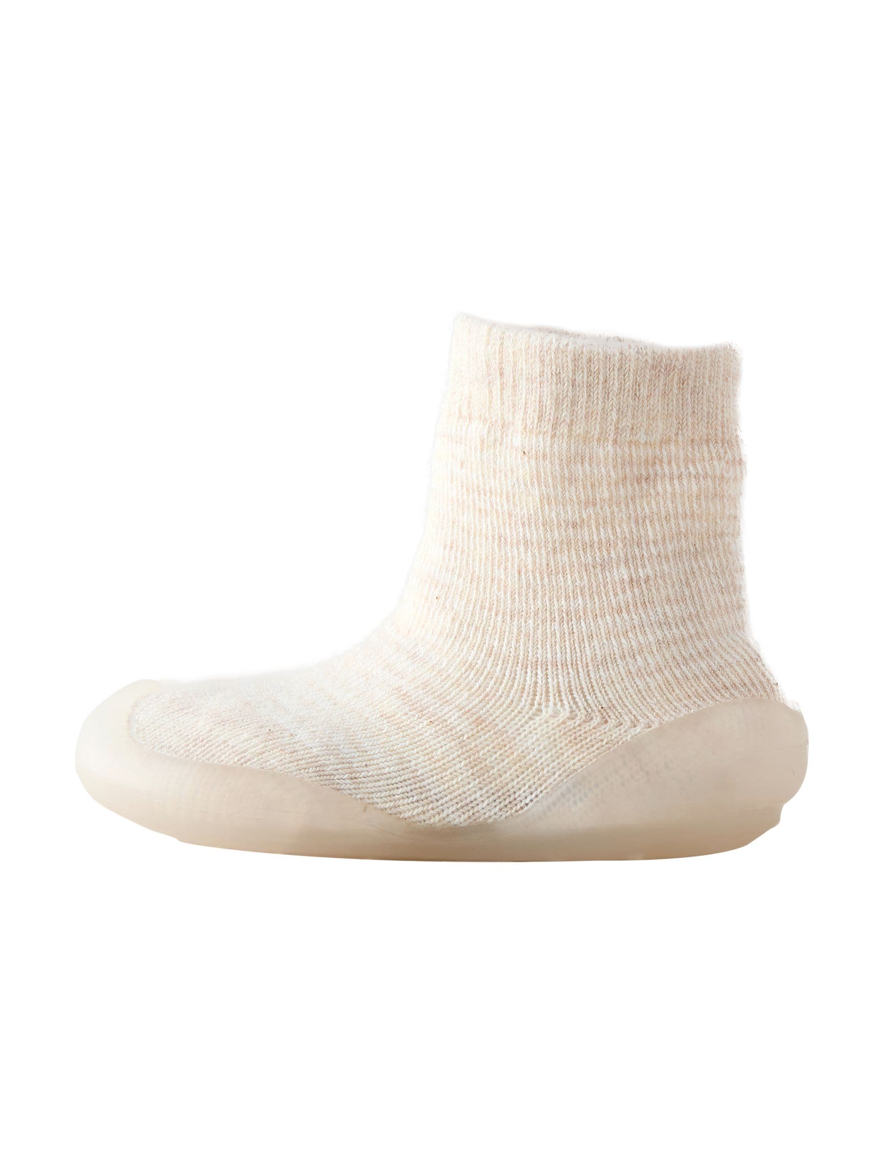 Naturel met strepen - Crawler Sock Shoes