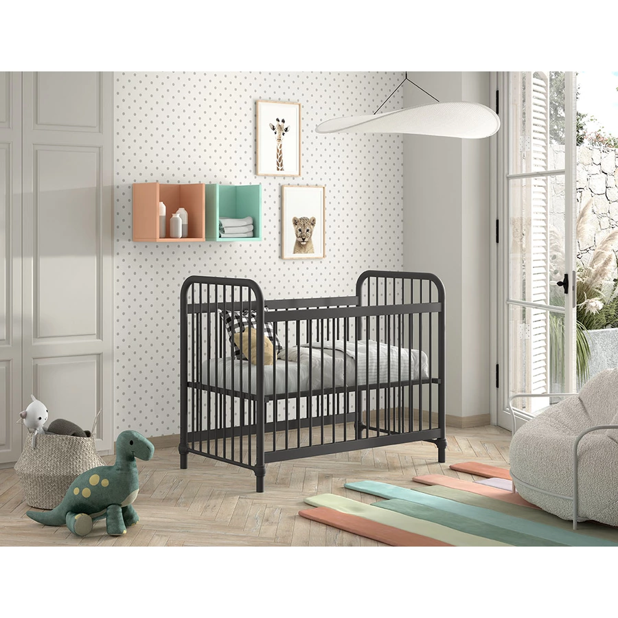 VIPACK Babybett BRONXX 60 x 120 cm schwarz matt