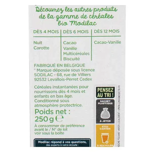 Modilac Mes Céréales Bio Nature 250g