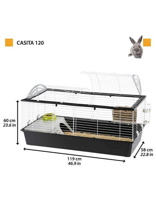Ferplast Konijnenkooi Casita 120 - Dierenverblijf - 119x58x61 cm Zwart Wit
